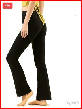 Black Bootcut Jazz Dance Pants, Modal Sweatpants for Yoga Workout